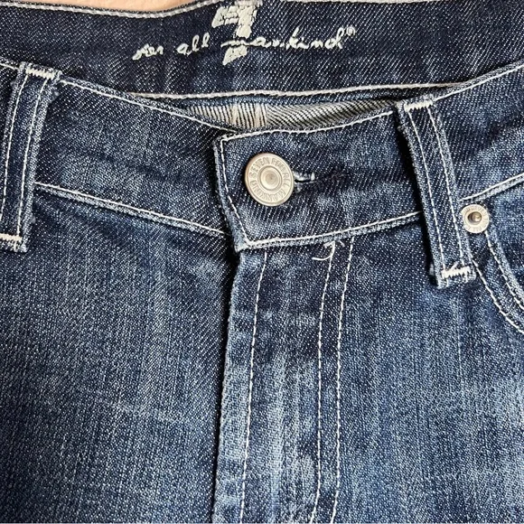 7 For All Mankind Low Rise Bootcut Jeans Sz 30 Classic Y2K Flare Flower Patch - Picture 3 of 11